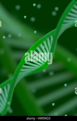 DNA-Kette Macroshot. Sehr detaillierte Render. Grüne Farbe. Wissenschaftlicher Hintergrund oder medizinischen Hintergrund. Ideal für Poster, Bucheinband, Flyer oder Ordner. SH Stockfoto