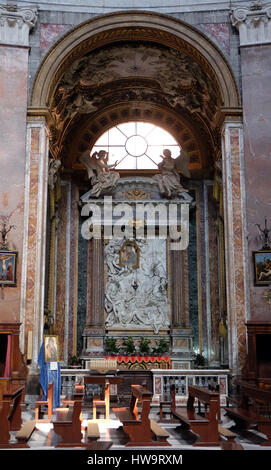 St Francis von Paola verehren das Symbol Altarbild in der Kapelle der Muttergottes von Wunder, Kirche San Giacomo in Augusta in Rom, Italien Stockfoto