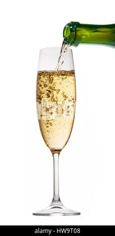 Glas Champagner isoliert auf weißem Hintergrund Stockfoto