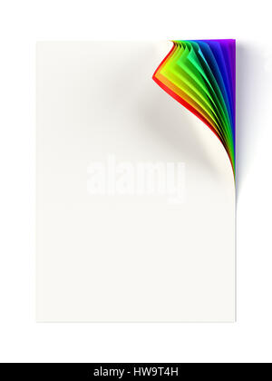 Regenbogenfarbenen gewellt Ecke auf einem leeren Dokument mock-up Stockfoto