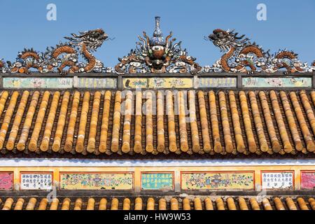 Vietnam, Hue, Hue Kaiserstadt, Thai Hoa Palast, Dach-detail Stockfoto