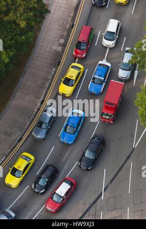 Singapur, erhöhten Blick über Stamford Road traffic Stockfoto