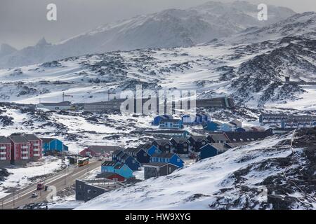 Nuuk, Grönland erhöhten Skyline Blick Stockfoto