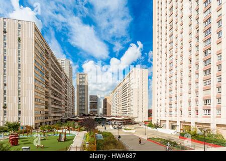 Frankreich, Paris, die Tafel der Olympischen Spiele, Gebäudekomplex im Herzen von Chinatown 13. Bezirk Stockfoto