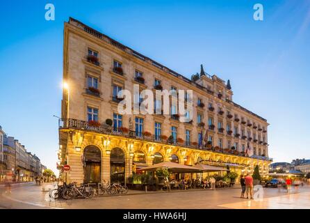 Frankreich, Gironde, Bordeaux, Bereich klassifiziert Welterbe, Quinconces Bezirk, Place De La Comedie, das Grand Intercontinental Hotel Stockfoto