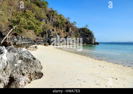 Philippinen, Calamian Inseln in Palawan, Coron Island biotische Naturraum, Banul Nordstrand Stockfoto