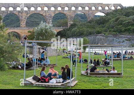 Frankreich, Gard, Pont du Gard, Live au Pont du Gard-festival Stockfoto