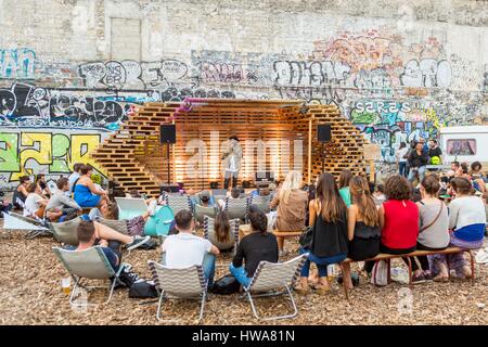 Frankreich, Paris (75), das Ödland (La Friche) Richard Lenoir geöffnet von 07.09.2016 bis 11.05.2016 ist eine ephemere Ort mit Bars, Restaurants, si Stockfoto