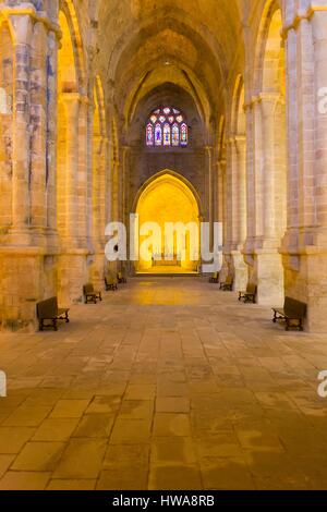 Frankreich, Aude, Pays Cathare, Narbonne, Sainte-Marie de Fontfroide Abtei, das Kirchenschiff der Abtei Kirche Sainte-Marie de Fontfroide Zisterzienserabtei Stockfoto