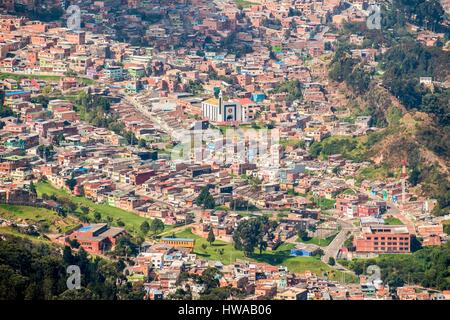 Kolumbien, Cundinamarca Abteilung, Bogota, Gesamtansicht der Stadt aus der Halterung (Cerro) Monserrate (3152 m) Stockfoto