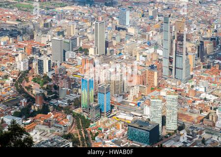 Kolumbien, Cundinamarca Abteilung, Bogota, Gesamtansicht der Stadt aus der Halterung (Cerro) Monserrate (3152 m) Stockfoto