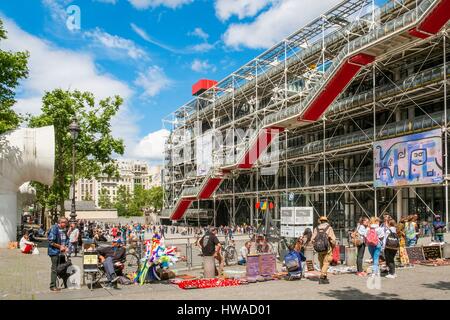 Frankreich, Paris, Centre Georges Pompidou Alias Beaubourg von Enzo Piano Architekten, Richard Rogers und Gianfranco Franchini Stockfoto