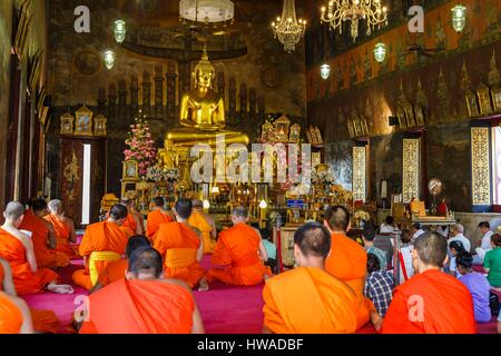 Thailand, Bangkok Provinz Bangkok, buddhistische Mönche im Wat Rakhang Stockfoto