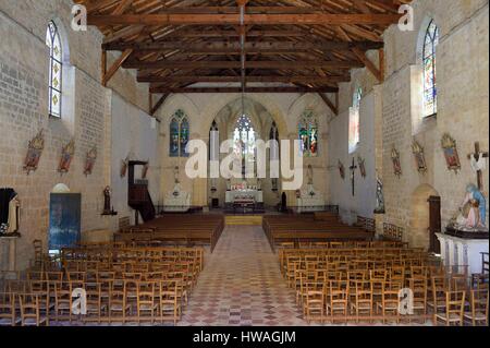 Frankreich, Dordogne, Périgord Pourpre, Bastide Molieres, Notre-Dame-de-la-Nativité Kirche Stockfoto