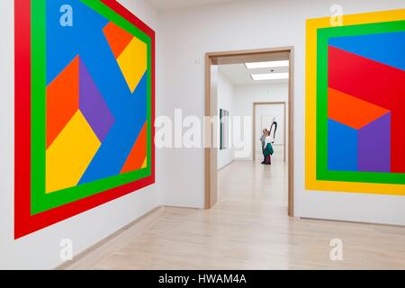 Deutschland, Bayern, München, Lembachhaus-Kunst-Galerie, Gemälde von Sol LeWitt Stockfoto