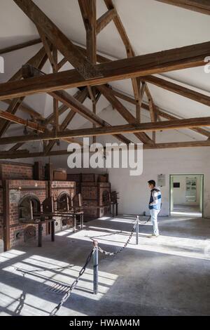 Deutschland, Bayern, München-Dachau, WW-2 Ära Nazi Konzentrationslager, Krematorium Building, Öfen Stockfoto