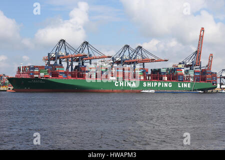 CSCL Pazifischen Ozean vor Anker am Euromax Terminal in Rotterdam Stockfoto