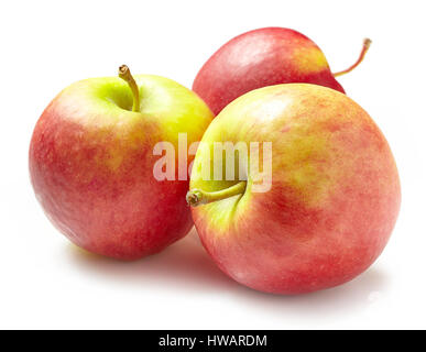 frische rote Äpfel, die isoliert auf weißem Hintergrund Stockfoto