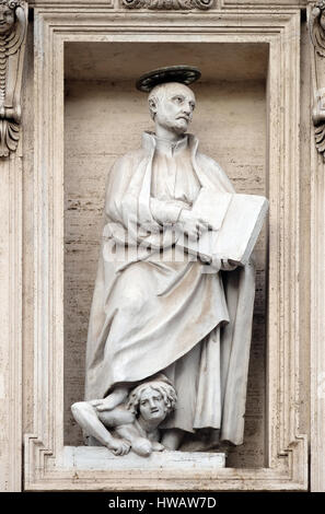 Ignatius von Loyola an der Fassade der Kirche des Gesu, Mutterkirche der Gesellschaft Jesu, Rom, Italien Stockfoto