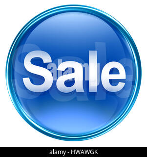 Verkauf-Symbol blau, isoliert auf weißem Hintergrund. Stockfoto