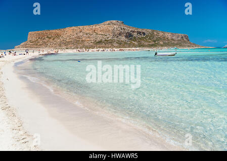 Schöne gramvousa Sandstrand an der Lagune von Balos, Westkreta, Griechenland Stockfoto