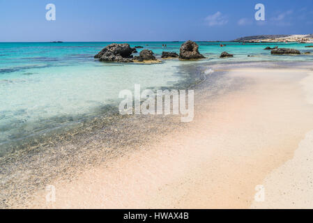 Berühmten rosa Coral Strand von Elafonissi, Kreta, Griechenland Stockfoto