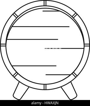 Holzfass auf Rack-Symbol, Umriss-Stil Stock Vektor