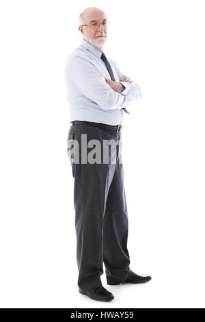 Porträt von reifer Geschäftsmann isoliert auf weißem Hintergrund Stockfoto