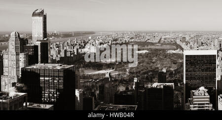 Central Park auf dem Dach Winterpanorama mit Wolkenkratzern in Midtown Manhattan New York City anzeigen Stockfoto