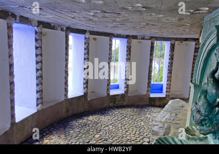 Blaues Zimmer, Portmeirion, Gwynedd, Nordwales, Vereinigtes Königreich Stockfoto