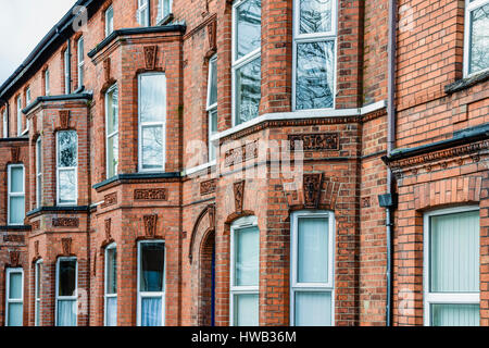 Typischen viktorianischen dreistöckige Häuser in Belfast. Stockfoto