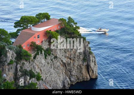 Italien, Kampanien, Insel Capri, Villa Malaparte (1937) vom Architekten Adalberto Libera für den italienischen Schriftsteller Curzio Malaparte Stockfoto