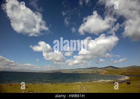 Kirgisistan, Naryn Provinz, touristische Reise und Mountain trek auf dem heiligen Sohn hu See Stockfoto