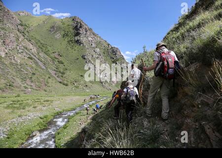 Kirgisistan, Naryn Provinz, touristische Reise und Berg Wandern, camping in den Bergen Stockfoto