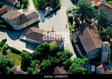 Frankreich, Gers, Marsolan, auf dem Weg von der zweiundzwanzigsten Bühne zwischen Lectoure und Kondom (Luftbild) Stockfoto