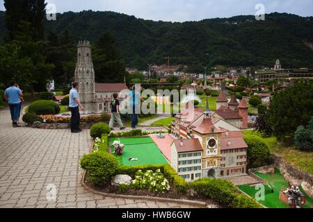 Schweiz, Ticino, Lago di Lugano, Melide, Swissminiatur, Miniatur-Schweiz Modell Themenpark Stockfoto