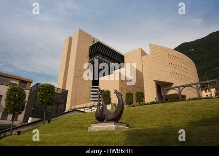 Italien, Lombardei, Lago di Lugano, Campione D'Italia Casino di Campione, Mario Botta, Architekt Stockfoto