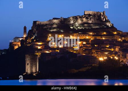 Italien, Sardinien, North West Sardinien, Castelsardo und spanischen Turm, dawn Stockfoto