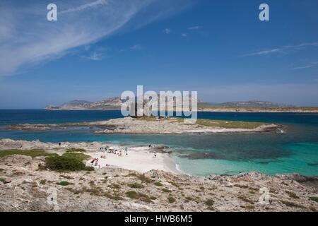 Italien, Sardinien, North West Sardinien, Capo del Falcone, Blick auf den Spiaggia della Pelosa-Strand Stockfoto