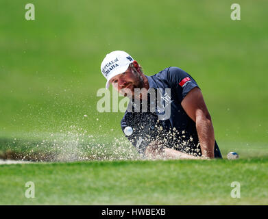 Orlando, Florida, USA. 19. März 2017. Ryan Moore im Bunker am 11. Loch während der Endrunde der Arnold Palmer Invitational. Bildnachweis: Cal Sport Media/Alamy Live-Nachrichten Stockfoto