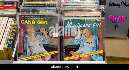 Glendale, Kalifornien, USA. 19. März 2017. Die 38. jährlichen Los Angeles Vintage Taschenbuch Sammler Show, die größte Messe ihrer Art in der Welt, verfügt über Masse-vermarktet Science Fiction, Mystery, Romantik, Hard-Boiled Detektiv und anderen Zellstoff-Taschenbücher, die beliebt waren die Mitte bis Ende des 20. Jahrhunderts. Bildnachweis: Brian Cahn/ZUMA Draht/Alamy Live-Nachrichten Stockfoto