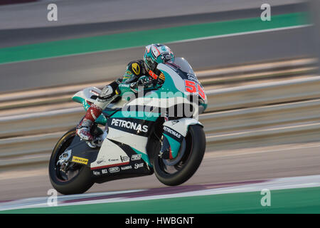 Losail International Circuit, Katar. 19. März 2017. Hafizh Syahrin, KALEX Petronas Raceline Malaysia während der Schlusstag der Moto 2 Vorsaison Tests für Qatar MotoGP Credit reitet: Tom Morgan/Alamy Live News Stockfoto