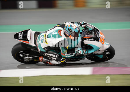 Losail Circuit, Katar. 19. März 2017. Hafizh Syahrin, KALAX während der letzten Nacht von Katar Moto 2 Test in Losail International Circuit reitet. Bildnachweis: Gina Layva/Alamy Live-Nachrichten Stockfoto