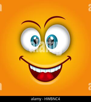 Happy Emoticon mit offenem Mund und Lächeln, Stock Vektor