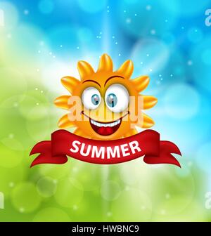 Sommer Hintergrund mit lächelnde Sonne Stock Vektor
