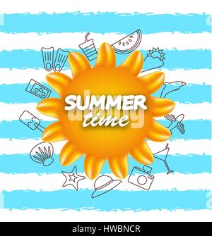 Banner für die Sommerzeit. Urlaub-Hintergrund mit Hand Zeichenelemente Stock Vektor