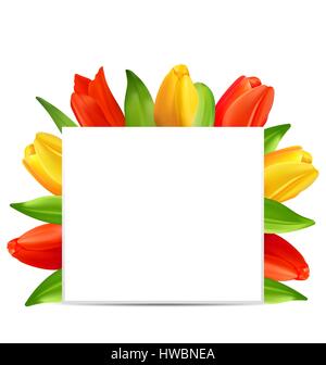 Abstrakte saubere Karte mit Haufen von Frühling Tulpen für Happy Muttertag Stock Vektor