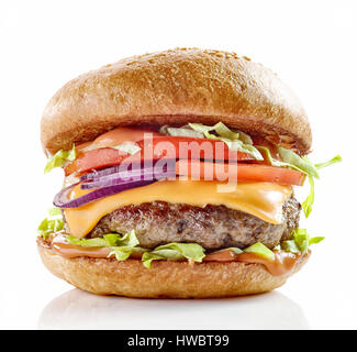 frische leckere Burger isoliert auf weißem Hintergrund Stockfoto