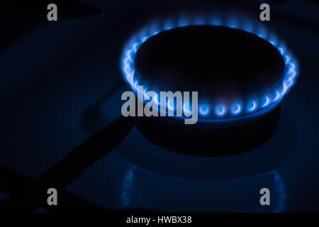 Verbrennung von Brenner Gas Herd zu Hause Stockfoto