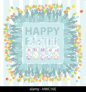 Glückliche Kaninchen Ostereier Urlaub Konzept. Vektor für Ihr design Stock Vektor